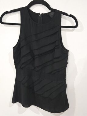Banana Republic Sz 0 Black Textured Sleeveless Tank Top